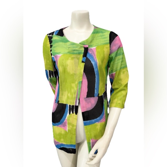 Joseph Ribkoff Abstract Print Jacket Cardigan Women’s S/M Open Front 3/4 Sleeve - Picture 1 of 8